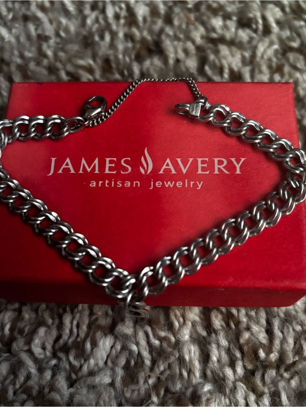 James Avery Men’s Double Link charm infinity Bracelet - Silver nwot